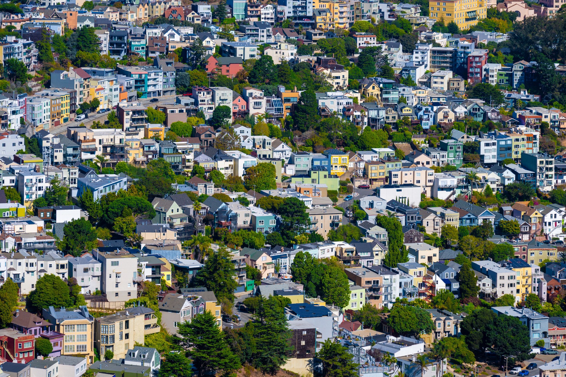 San Francisco Colorful Residential Neighborhood Aerial View